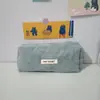 Bolsa de Lápices de Pana Color Sólido Retro Simple de Gran Capacidad Caja de Almacenamiento para Material Escolar Estudiante Bolsa de Almacenamiento Portátil para Llevar