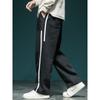 Pantalones de punto de alta gama a rayas japonesas para hombre, otoño, versátiles, holgados, rectos, de pierna ancha, casuales, deportivos, largos