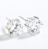 Aretes de circonita de seis garras plata esterlina S925 diamante simple moda temperamento estilo coreano aretes universales para damas Plata