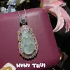 Joia Jadeíta Tipo Gelo Alto Azul Água Clara Pingente Cabacinha Sorte Colar Novo Estilo Chinês Âmbar Sangue Cera de Abelha Anel Buda