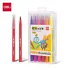 Plumas de colores Deli 70686 con puntas suaves, set de 36 y 24 colores de plumas acuarelables para niños y estudiantes, apto para pintura acuarela