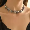 Collar Punk Transfronterizo Europeo y Americano Cadena de Calavera Cadena Exagerada para Clavícula Hombres y Mujeres Accesorios de Joyería de Halloween Tendencia Oscura
