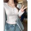 Camiseta de manga longa com gola baixa e renda para os ossos da clavícula, feminina, primavera e outono, costura de renda, para garota estilosa, top justo modelador, blusa básica