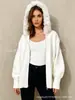 Cárdigan de Punto con Capucha y Cuello de Piel Estilo Coreano Estilo Perezoso para Mujer 2026 Otoño e Invierno Prendas de Abrigo Sueltas y Versátiles Top Chic