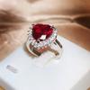 Nuevo Temperamento Diana Simulación Gema Turmalina Roja Anillo Abierto en Forma de Corazón Suministro de Generación de Celebridad en Línea para Mujeres
