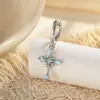 Pendientes de aro con colgante de cruz de diamantes completos de lujo ligero, diseño nicho, versátiles, exquisitos, aptos para oídos sensibles, puños de oreja con aguja recta