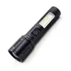 Linterna de aleación de aluminio resistente transfronteriza linterna con zoom telescópico luz lateral multifunción carga portátil láser blanco