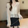 Cardigan Feminino de Verão Novo Estilo Coreano Solto Tricotado Vazado de Manga Comprida Protetor Solar Top Xale Feminino