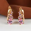 Brincos Cruzados Populares Dourados com Quatro Pequenos Diamantes Redondos e Zircônia Oval Moda Elegante Feminina Retrô
