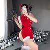 Domila Sexy Cheongsam de Terciopelo Navideño Sexy Tentación Conejito Juego de Rol Cyber Celebridad Traje de Vestido de Año Nuevo