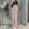 Terno esportivo casual feminino 2024 inverno novo estilo ocidental emagrecimento algodão capuz suor calças de perna larga conjunto de duas peças