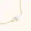 Colar de Pérolas Imitação Transfronteiriço Europeu e Americano Luxo Acessível Aço Inoxidável Banhado a Ouro 18K Colar de Pérolas Geométrico Simples Elegante da Moda