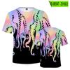 Amazon nova camiseta casual de verão estilo coreano com estampa de polvo e lula, manga curta, gola redonda, atacado
