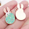 Nuevo Dibujo Animado Lindo Conejo Huevo de Pascua Goteo de Aceite Colgante de Aleación de Zinc Colgante Accesorios de Joyería para Pulsera DIY