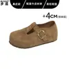 Zapatos de mujer estilo Birkenstock, totalmente cerrados, de suela gruesa, con aumento de altura interno, versión de piel, modelo nuevo 2026, zapatos de salón Mary Jane para mujer, de punta redonda