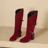 Hebilla de cinturón nueva pantalones frosted botas de caballero altas botas Martin botas de tacón grueso 40-47 talla grande comercio exterior