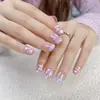 Uñas Almendradas Portátiles, Uñas Largas Estilo Europeo y Americano, Estilo Dulce y Fresco, Arte de Uñas con Pedrería Estrella Cruzada Blanco y Negro, Puntas de Uñas Postizas, Pegatinas para Uñas