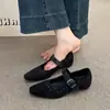 Zapatos Mary Jane retro con punta cuadrada francesa y corte bajo, nuevo estilo para combinar con vestidos de noche, moda elegante con tacón grueso 2026