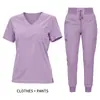 Traje cirúrgico médico elástico de poliéster-spandex, traje para lavagem das mãos em sala de cirurgia, vestuário de trabalho estético para clínica, vestuário de trabalho para exportação em massa