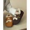 Sapatos Slip-On Birkenstock com Aumento Interno de Altura para Mulheres, Sapatos Quentes de Inverno com Bico Redondo, Forrados com Lã, Peludos, Sapatos de Algodão, Sapatos Individuais