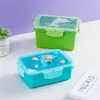 Contenedor rectangular de plástico para alimentos para refrigerador, congelador y despensa, con tapón de orificio de aire, apto para microondas y lonchera hermética