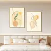 Jarrón de Arte Dormitorio Mesita de Noche Pintura Decorativa Madera Original Estilo Crema Líneas Abstractas Sala de Estar Comedor Combinación Pintura Colgante Vertical