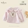 Nova Roupa de Outono Doce Tipo Coração de Pêssego para Meninas, Moletom com Gola Forrado de Lã para Bebês Meninas com Aplique de Desenho Animado 3D para Recém-Nascidos e Crianças Pequenas