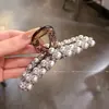 Nuevo Clip de Perla de Cristal Hecho a Mano para Mujer, Pinza de Tiburón Grande, Pinza para el Cabello de Lujo Accesible con Pequeño Volumen en la Parte Posterior de la Cabeza
