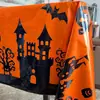 Toalha de Mesa Castelo de Morcego de Halloween Marca de Mão Sangrenta Descartável à Prova de Poeira e Óleo Decoração de Atmosfera Festiva