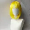 Peruca de cabelo bobo transfronteiriça cabelo europeu e americano peruca feminina cabelo curto liso franja reta mecanismo de fibra química touca peruca yaki