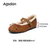 Zapatos Mary Jane Aogushi Dengrong para Mujer 2026 Nuevo Estilo Invierno Zapatos de Suela Gruesa Ocultos Zapatos de Algodón con Pelo y Lazo