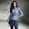 Conjunto de Fitness para Mujer Bloque de Color Cardigan con Cuello Alto Falda-Pantalón Plisada Alta Elasticidad Adelgazante para Carrera Matutina Entrenamiento Yoga Deportes Conjunto de Dos Piezas
