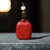 Amuleto de Paz de Cinabrio Llavero de Coche Cadena para Bolso Año Zodiacal Colgante para Hombres y Mujeres Arena Roja Accesorio de Protección de la Fortuna