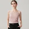 Camiseta sin mangas fina de cachemir para mujer, cuello en V, tirantes finos tipo espagueti, color liso, corte ajustado, capa base, Otoño/Invierno, nueva, sin mangas, ropa interior, espalda bonita