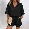 Traje Casual de Moda 2026 Amazon Moda Europea y Americana Elegante Camisa de Manga Corta para Mujer Conjunto Holgado de Dos Piezas Venta al por Mayor
