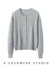 Cárdigan de punto 100% cachemira pura, moderno estilo nuevo de otoño e invierno, cuello redondo con pedrería, de un solo botón, elegante y cálido para mujer