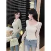 Top Sexy de Cuello en V Pure Spice Girl para Mujer Otoño e Invierno Estilo Chanel Camisa Base con Lazo Camisa Interior Top Ajustado