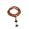 Pulsera de doble círculo de madera de melocotón natural antigua para hombres y mujeres, cuentas budistas de madera que traen fortuna, pulsera de círculo único para parejas, artículo coleccionable