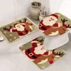 Capacho Decorativo de Natal, Tapete de Chão para Banheiro, Tapete de Pé para Vaso Sanitário em Forma de U, Tapete Antiderrapante, Conjunto de Três Peças, Tapete Absorvente de Flanela