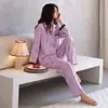 Algodón PuroPijama Nuevo de Mujer para Otoño con Mangas Largas y Estampado, Conjunto de Ropa de Casa con Cuello Camisero para Primavera y Otoño con un Toque de Lujo