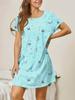 2024 Primavera e Verão Nova Europa e Americana Amazon temu Explosões Casa Camisola Vestido de gola redonda Casual Impresso Desgaste Feminino