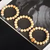 Pulsera de Madera de Boj 1.0 cm Pulsera de Círculo Único Accesorios DIY Envuelto Alrededor del Dedo Pulsera de Hilo de Madera Blanda Cuentas de Rosario para Jugar con Cuentas Budistas