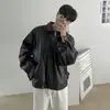 Jaqueta de Couro Masculina 2025 Primavera Nova Tendência Estilo Coreano Outono Couro PU Casual Jaqueta Baseball Jaqueta Motociclista Tendência