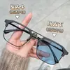 Gafas Fotocromáticas Anti Luz Azul Marco de Metal Doble Puente Ciencia e Ingeniería Gafas para Hombre Tendencia Retro Ceja Personalizada Gafas para Miopía