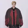 Chaqueta aviador retro de retazos estilo callejero americano, abrigo acolchado de algodón, estilo funcional moderno chino, chaqueta de algodón cálida de corte holgado para hombres y mujeres