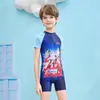 Traje de baño clásico de Ultraman para niños, de dos piezas, estilo nuevo de verano, adecuado para niños mayores, venta al por mayor de natación profesional