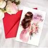 Cartões de Dia das Mães Transfronteiriços com Envelopes, Cartões Criativos Florais com Mensagem de Agradecimento para Feriados