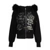 Moda Otoño e Invierno Patchwork Decoración con Cordón Sudadera con Capucha Oversized con Cierre Chaqueta Ropa de Mujer Transfronteriza 2025 Venta al por Mayor