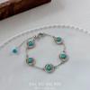 Colar Pulseira Flor Margarida Turquesa Sintética Vintage Versátil para o Dia a Dia Luxo Leve Nicho Temperamento Retrô Corrente para Clavícula