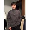 Camiseta Base de Terciopelo Blanca con Media Cremallera para Hombre, Camiseta Interior Elástica de Manga Larga con Cuello Alto Parcial para Ropa Deportiva de Fitness y Entrenamiento